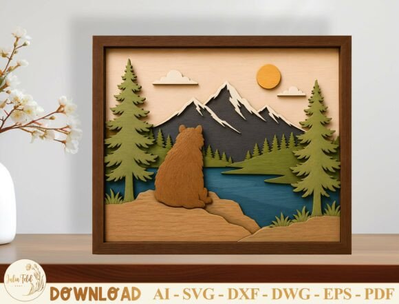 Download Bear Mountain Layered Shadow Box SVG - Layered shadow box svg Collection