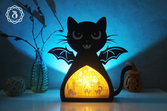 Download Funny Cat Halloween Paper Cut Template - Halloween paper cut Collection