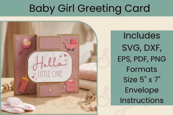 Download Baby Girl Card SVG, 3D Pop out Card - Premium Resources