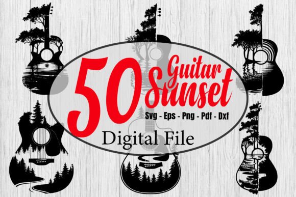 Download Guitar Sunset SVG Bundle,Guitar Sunrise - Sunset svg Collection