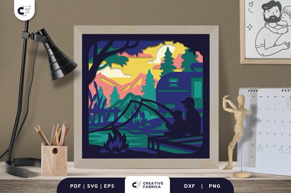 Download Campfire with Dad 3D Layered Paper Cut - Premium Bundle