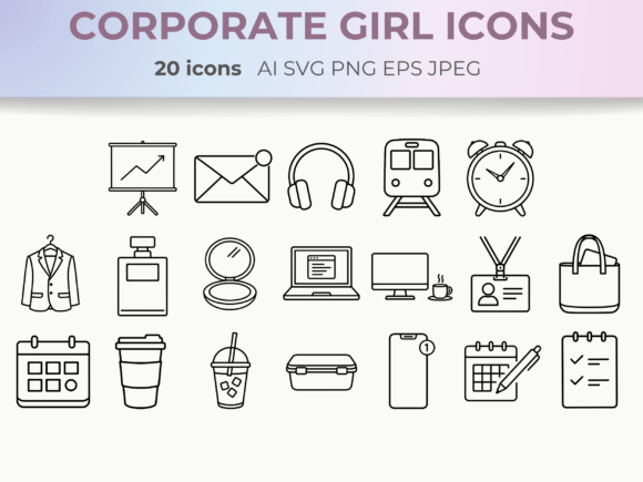Download Corporate Girl Line Icons Office Life - Icons Collection
