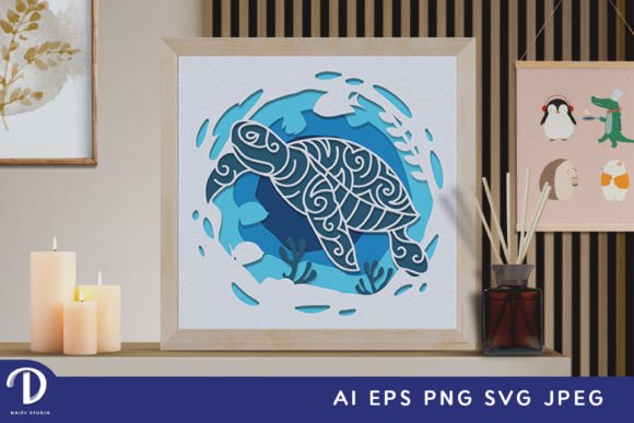 Download Sea Turtle 3D Layered Paper Cut - Premium Resources
