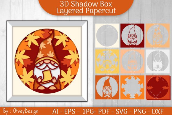 Download Autumn Gnome 3D Layered Shadow Box SVG - Layered shadow box svg Collection