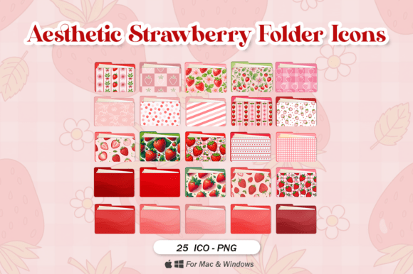 Download Aesthetic Strawberry Folder Icons - Icons Collection