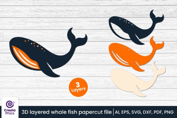 Download 3D Layered Whale Paper Cut Fish SVG - Premium Resources
