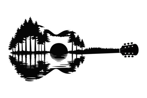 Download Guitar Sunset SVG- Acoustic Music - Sunset svg Collection